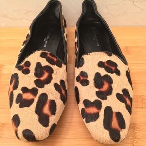 Leopard Print Calf Hair Smoking Slipper
